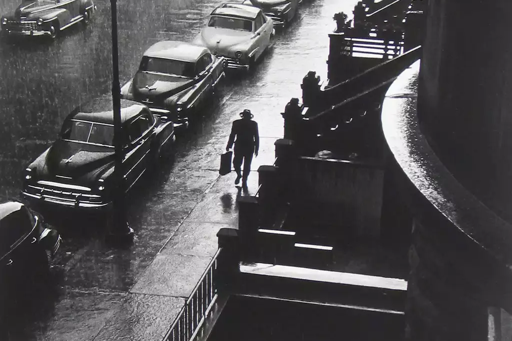 Man in Rain NYC, 1952